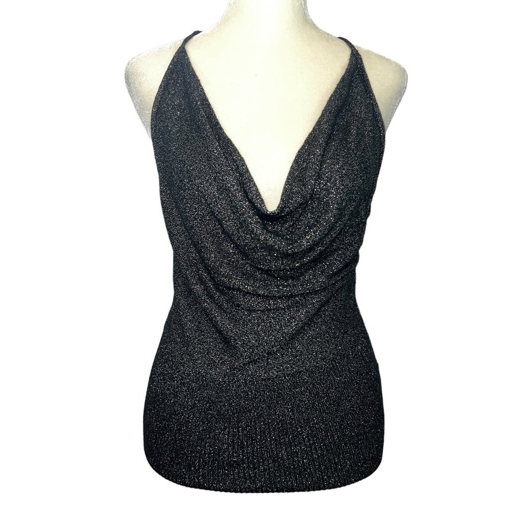 Like new Q.U.E. Black & Silver Metallic Knit Top for Evening Size Medium